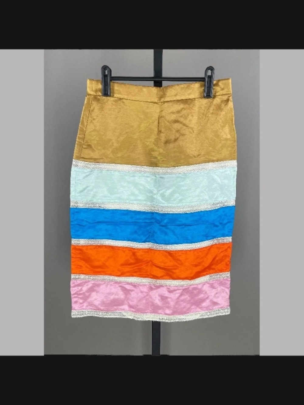 NEW J Crew Skirt Womens 2 brown pink blue satin linen pencil preppy retro